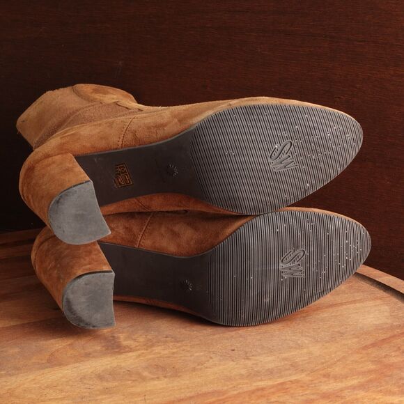 Stuart Weitzman Boots Women SZ 11 Brown Fifer 80 Suede Pull On Stretch Heel READ - Picture 13 of 16